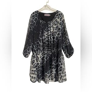 Pretty Angel Black Leopard Print Silk Blend Tunic